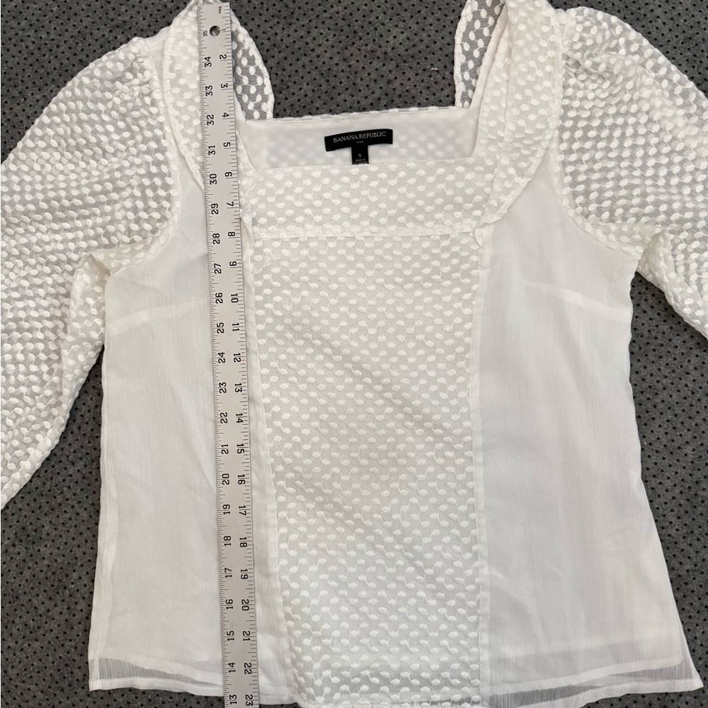 Banana Republic White blouse sheer Long Sleeve - Picture 7 of 8